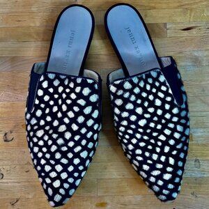 Jenni Kayne Mules Honey Giraffe Calf hair Dotted Slides Size 38